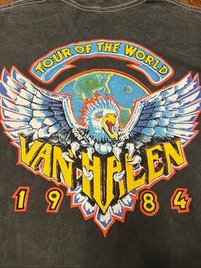 Van Halen Black Short-Sleeve Graphic Tee - Vintage Logo Tour of the World 1984